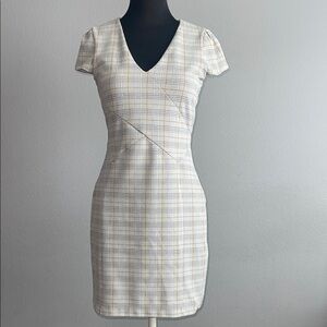 Express Checkered V-Neck Mini Dress